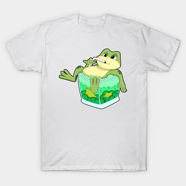 Frog with Glass of Juice T-Shirt by Markus Schnabel